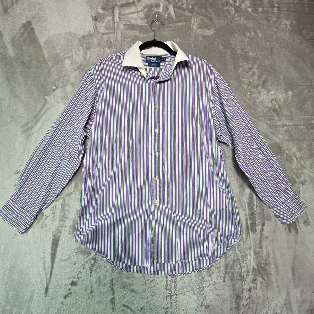 Polo Ralph Lauren Regent Classic Fit Mens Shirt 16 32/33 Purple Green Stripe